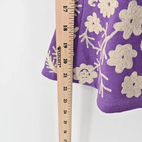 Vtg NIPON BOUTIQUE Skirt‎ Suit Set Sz 2P Purple Floral Embroidered Art Statement - Picture 16 of 16